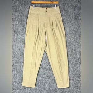 Essentials Sport Petites pants High Rise Tan Pleated Chinos Size 12 Cotton